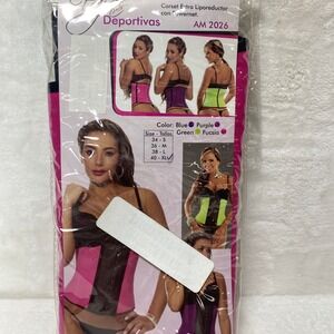 Ann Michell 40 XL Waist Trainer Corset Cincher Body Shaper Pink Black Adjustable